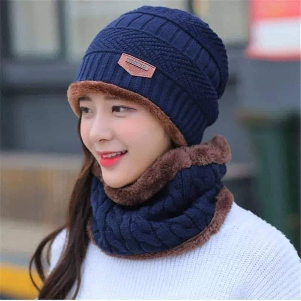 2 Packs - Wool Cap With Neck Warmer | Beanie And Scarf Set With Fleece Mask | Winter Thermal Wool Cap For Men And Women