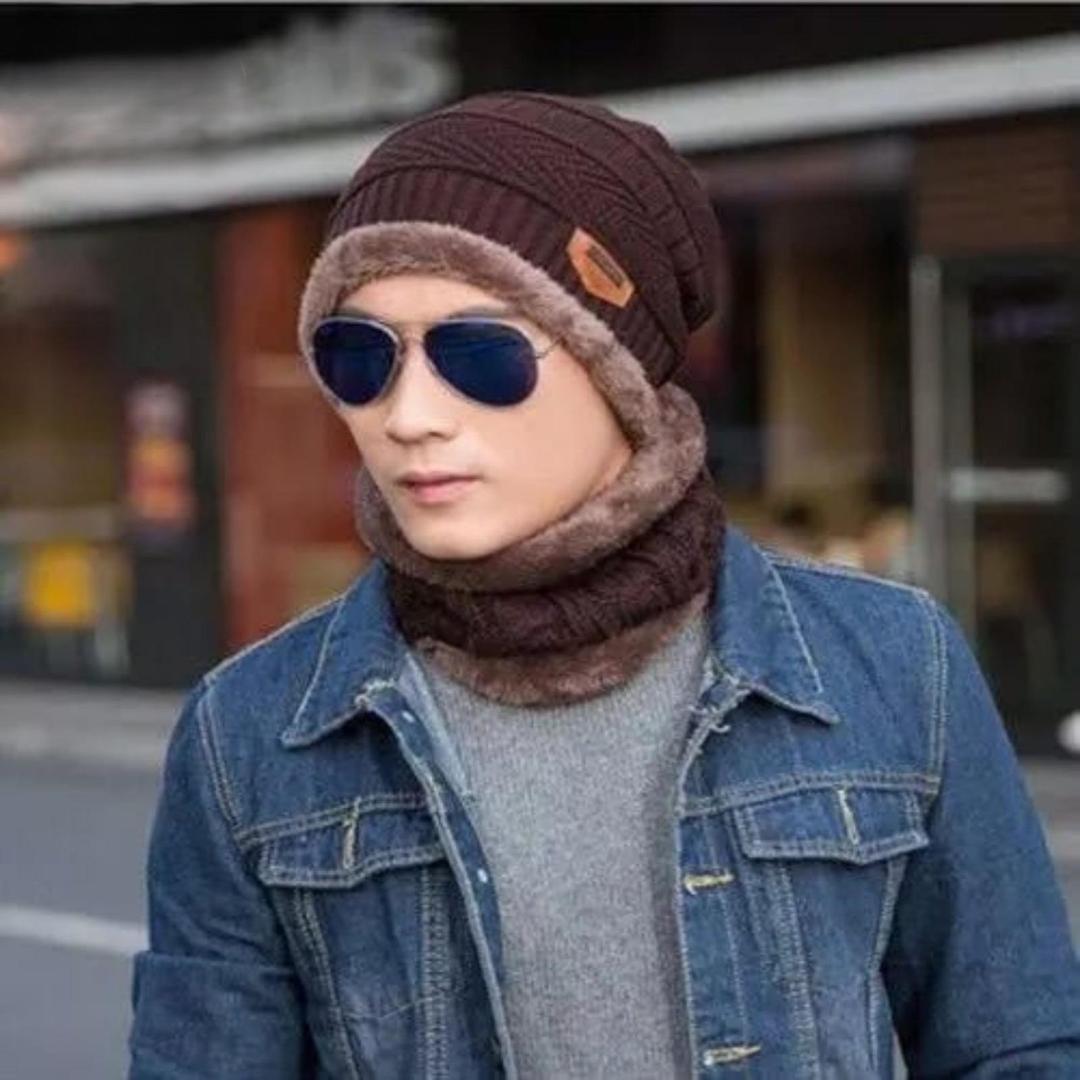 2 Pcs Wool Plain Beanie And Neck Warmer (Unisex)