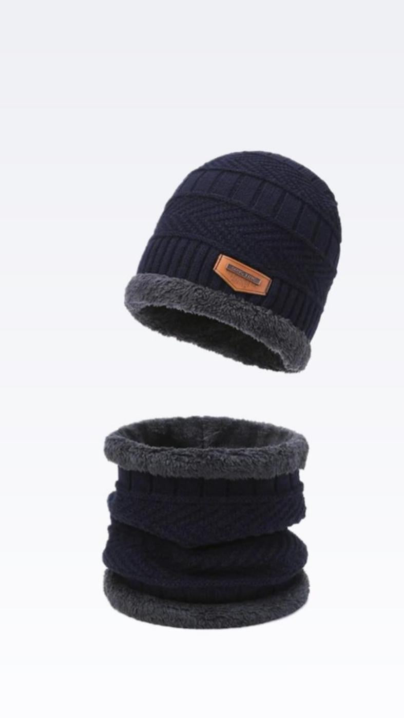 2 Pcs Wool Plain Beanie And Neck Warmer