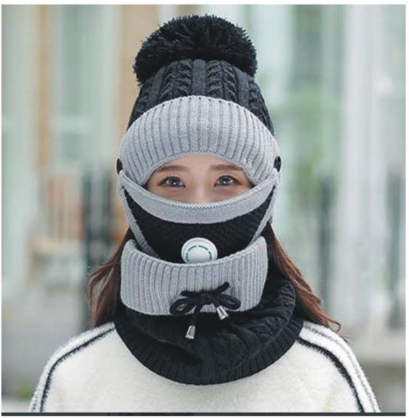 3 Pcs Denim Plain Beanie And Neck Warmer 1