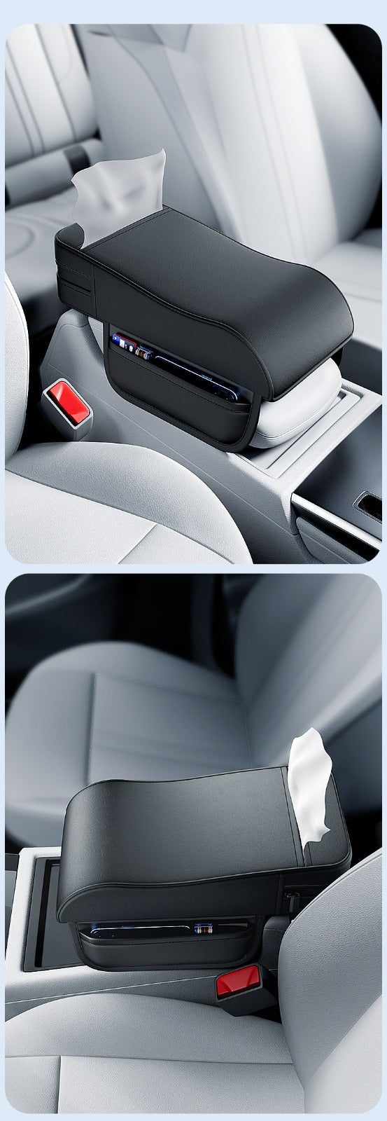 Car Armrest Box Height Pad Universal Central Elbow Rest Support Leather Auto Armrest Cover With Tissue Holder Armrest Cover