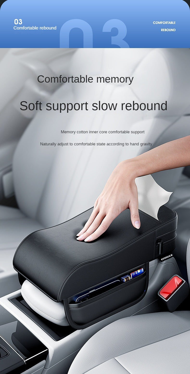 Car Armrest Box Height Pad Universal Central Elbow Rest Support Leather Auto Armrest Cover With Tissue Holder Armrest Cover