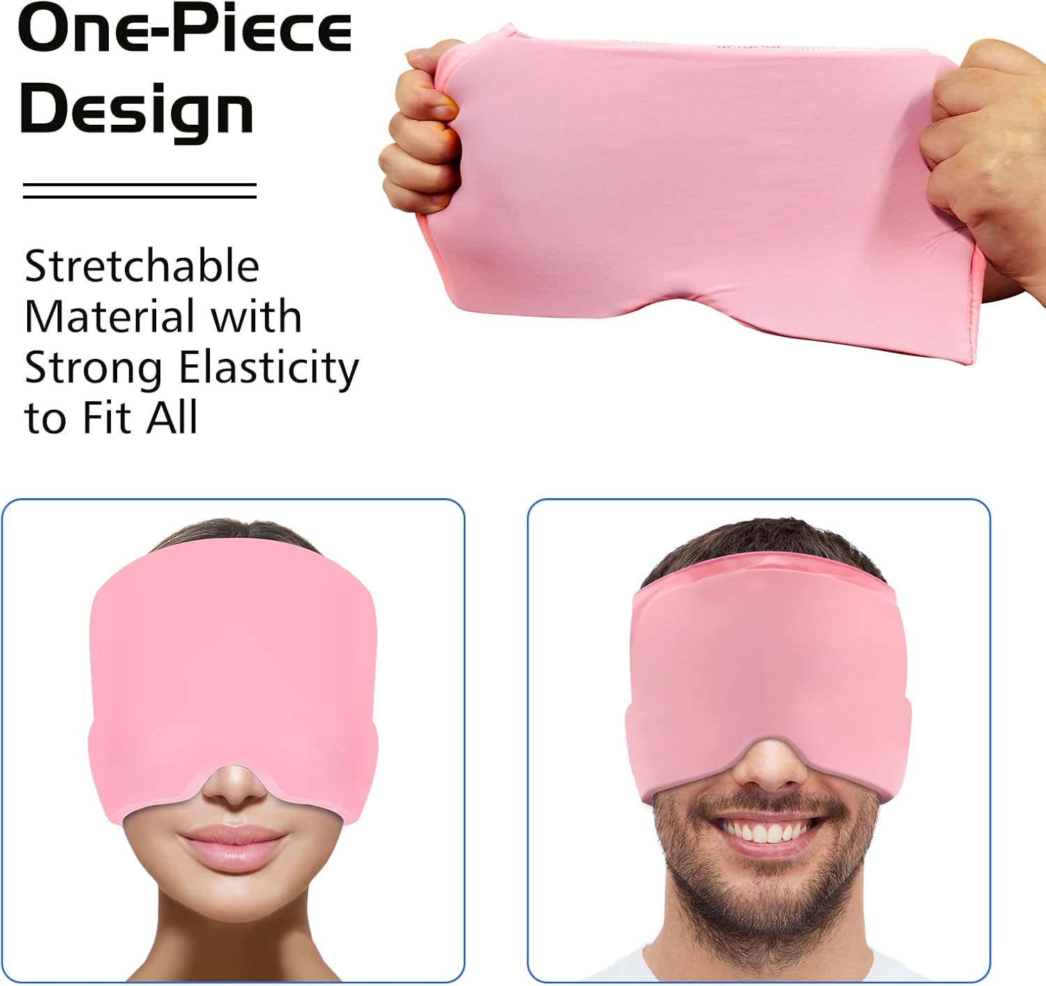 Migraine Relief Cap - Headache Relief Hat for Migraine Relief, Tension, One Size Fits All Headache Cap with Reusable Ice Gel Pack for Puffy Eyes, Stress Relief ( Random Color )