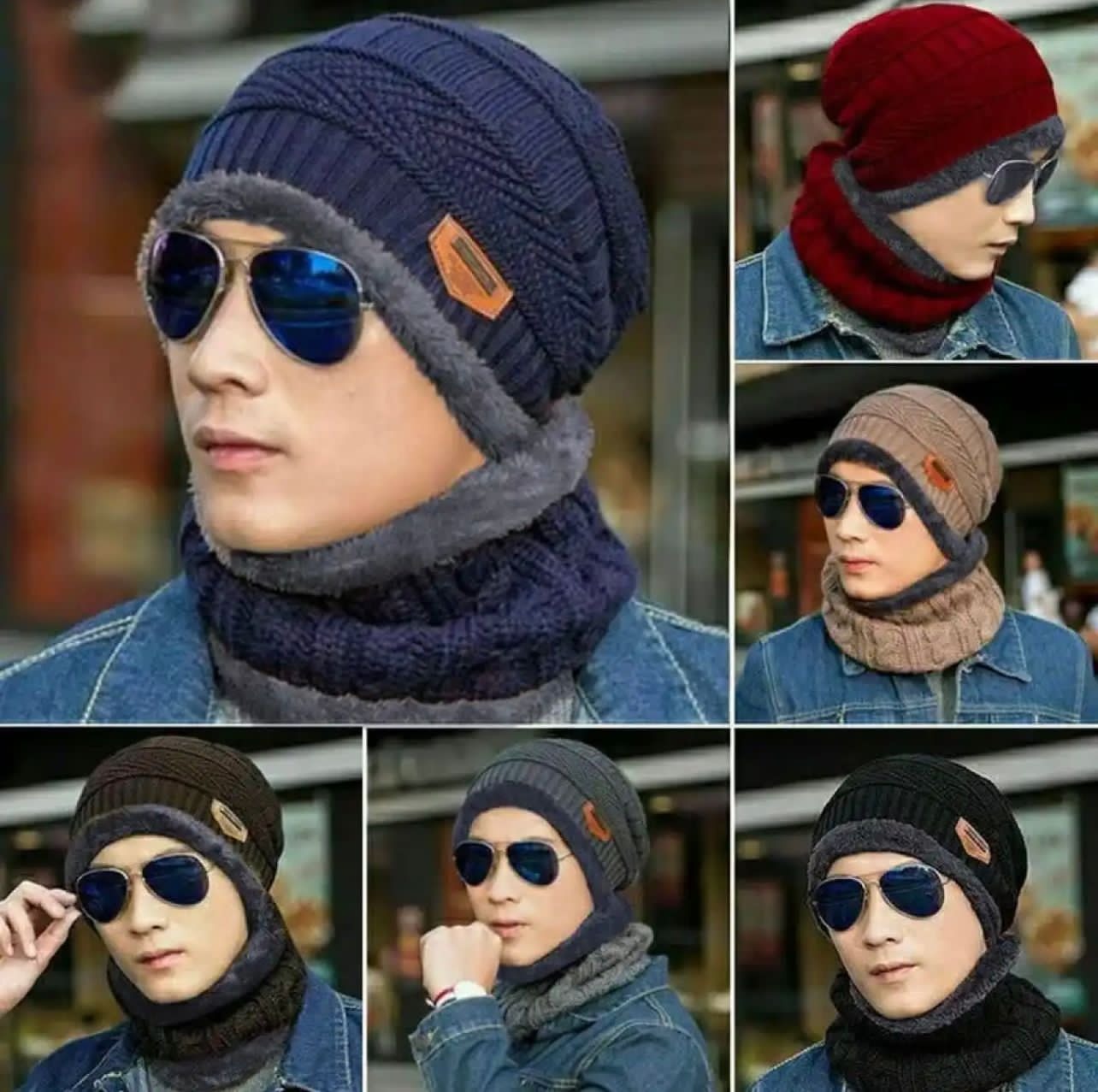 2 Packs - Wool Cap With Neck Warmer | Beanie And Scarf Set With Fleece Mask | Winter Thermal Wool Cap For Men And Women
