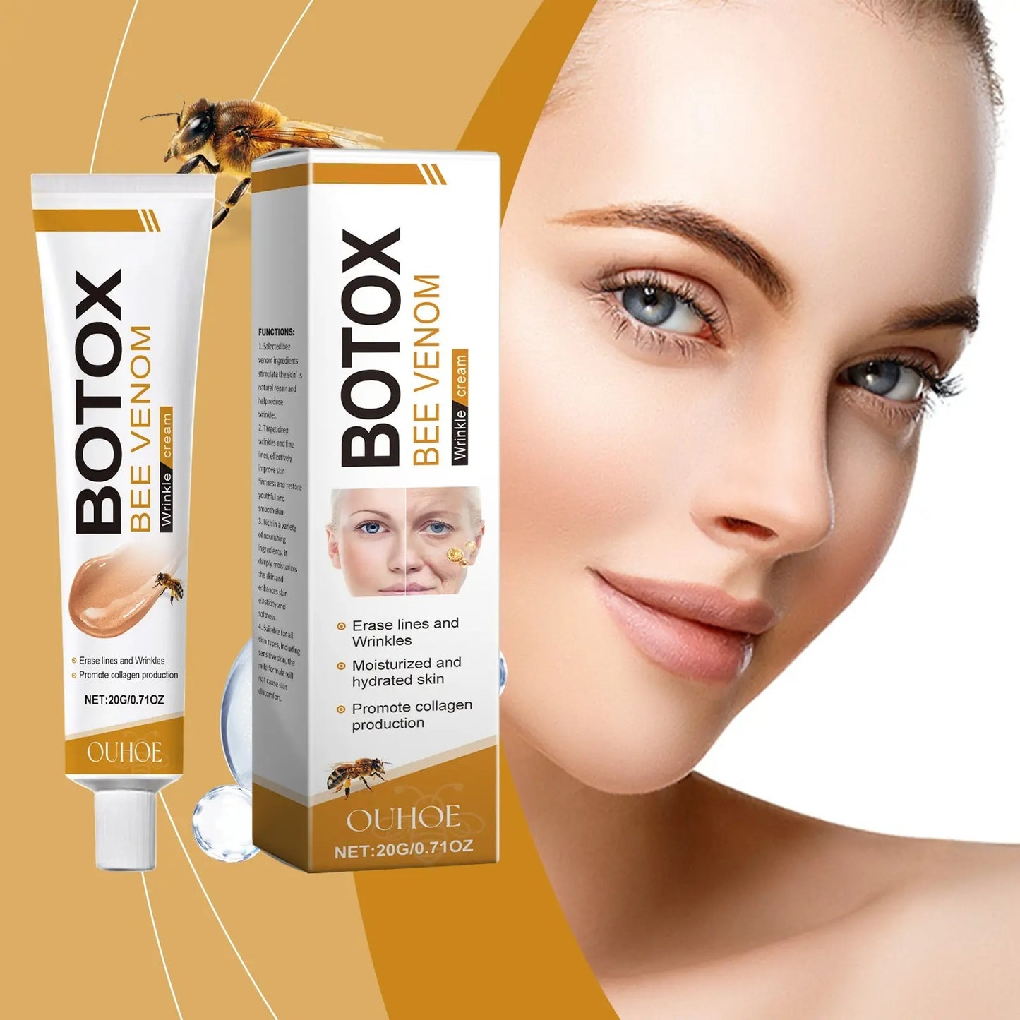 (Buy 1 Get 1 Free) Botox Bee Venom Whitening & Moisturizing Cream – Anti-Aging, Brightening & Skin Firming Facial Care (100g)