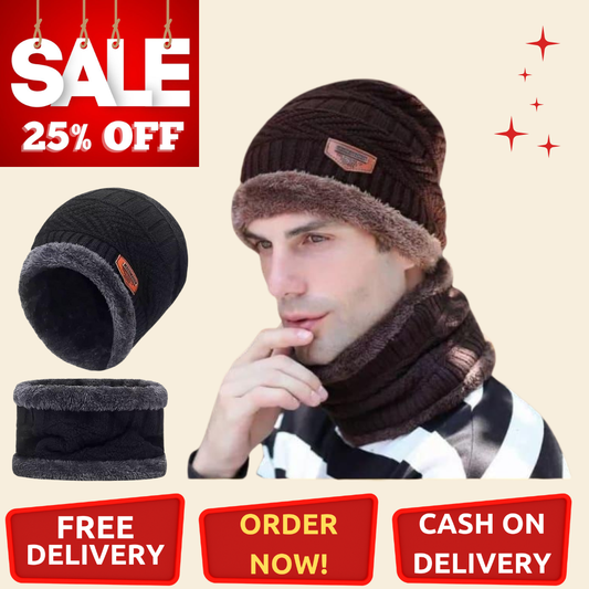 1 Pc Wool Beanie And Neck Warmer