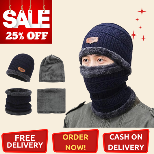 2 Pcs - Wool Beanie And Neck Warmer