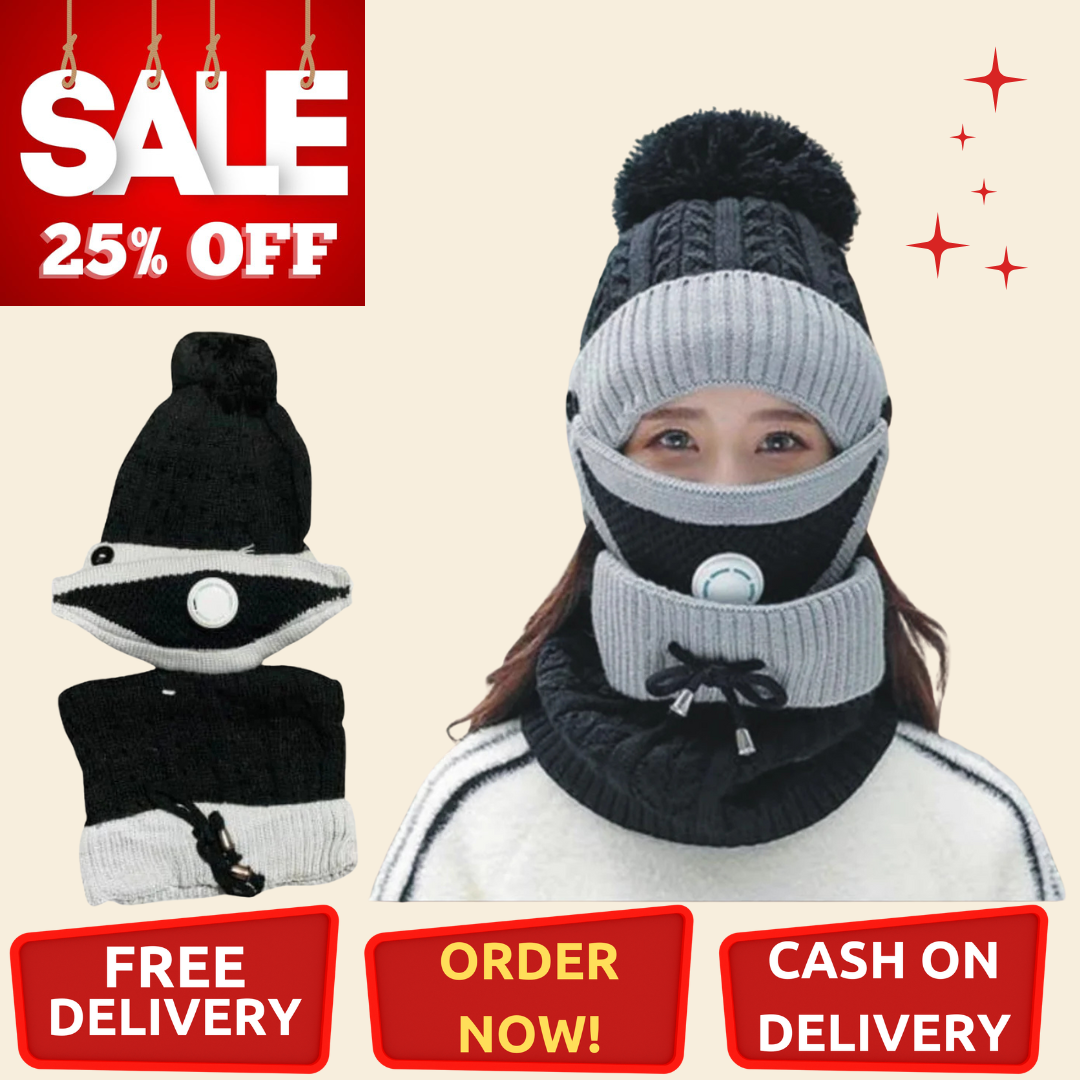 3 Pcs Denim Plain Beanie And Neck Warmer 1