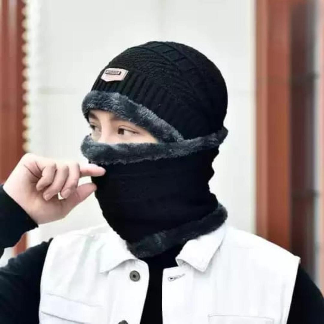 2 Pcs Wool Plain Beanie And Neck Warmer (Unisex)