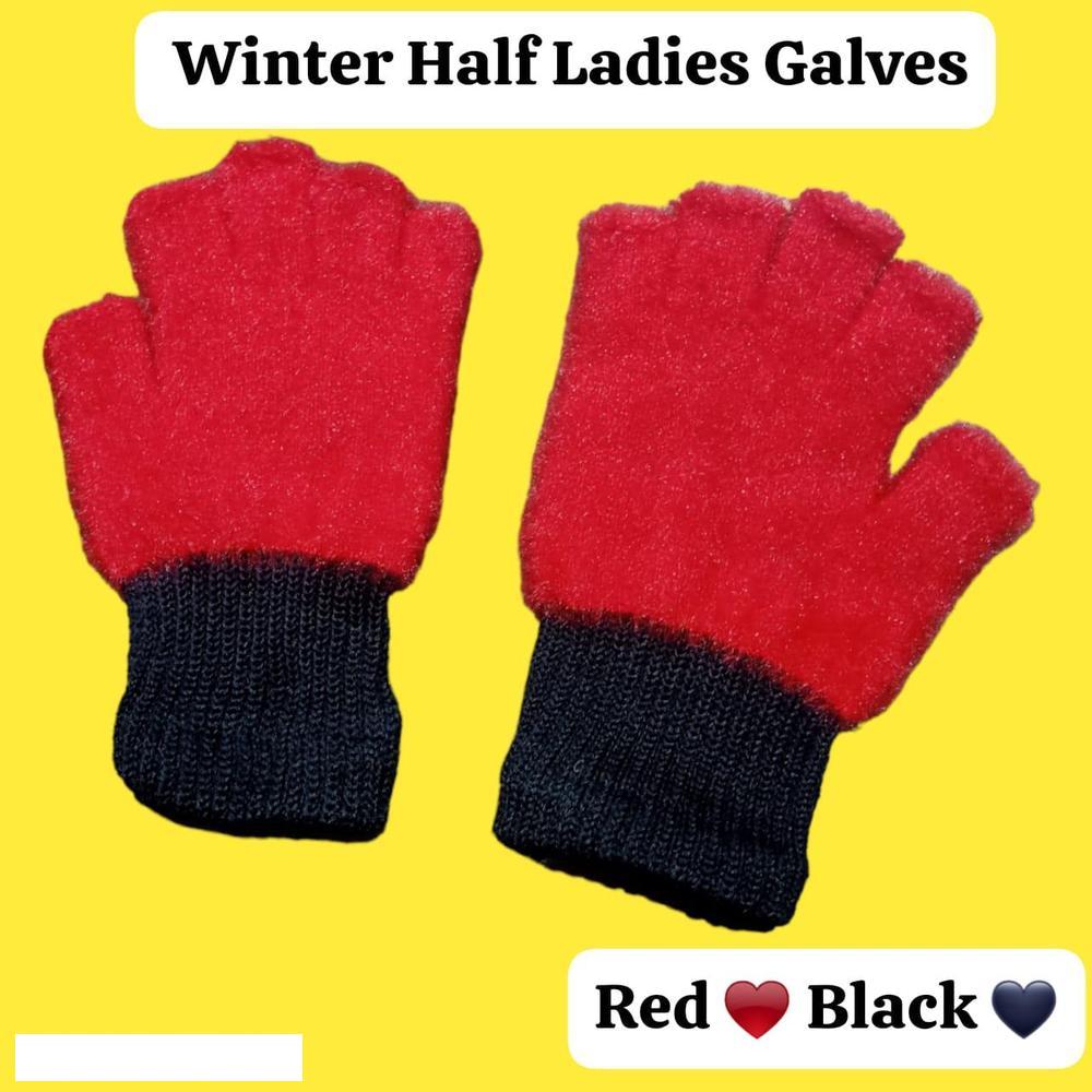 2 Pcs Wool Plain Fingerless Gloves 1