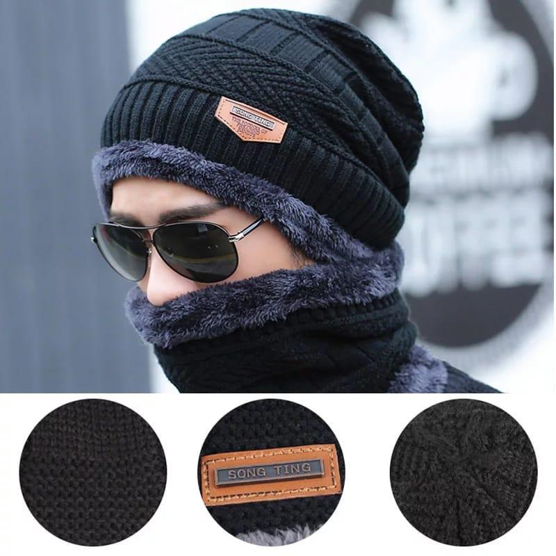 1 Pc Wool Beanie And Neck Warmer