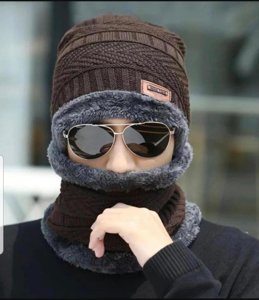 2 Pcs Wool Plain Beanie And Neck Warmer