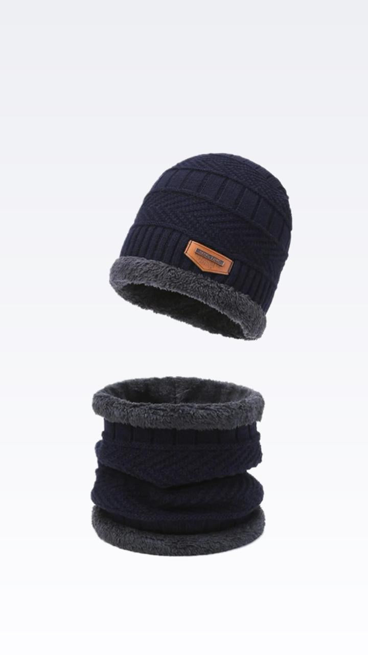 2 Pcs - Wool Beanie And Neck Warmer